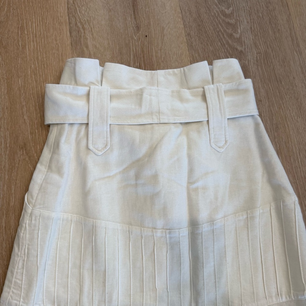 Teti Gio Linen White Paperbag Waist Slit Belt Midi Skirt Lagenlook Beachy Boho 4 - Picture 8 of 15
